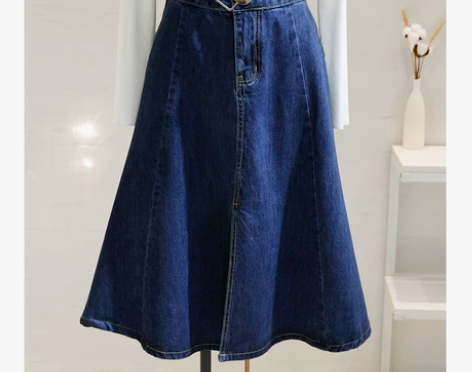 牛仔半身裙女2022夏季新款高腰宽松显瘦开...