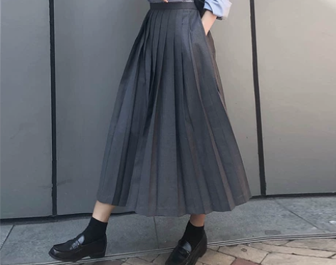 百褶大摆裙a字伞裙长裙22秋冬高腰高温压褶...