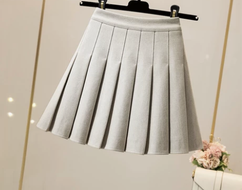 毛呢半身裙女秋冬加长版百褶裙a字高腰显瘦大...