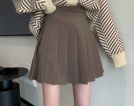 卡其色半身裙高腰a字伞裙女秋冬秋款新款显瘦...