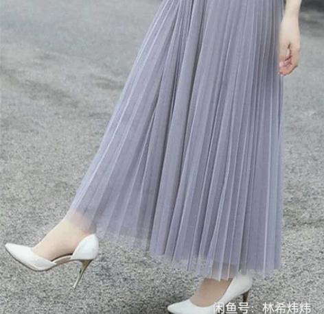 网纱半身裙仙女百褶裙新款韩版高腰显瘦中长款...