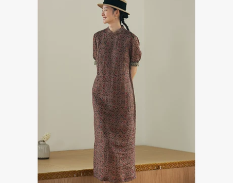 印花连衣裙碎花长袖女长裙牧衣原创设计女装