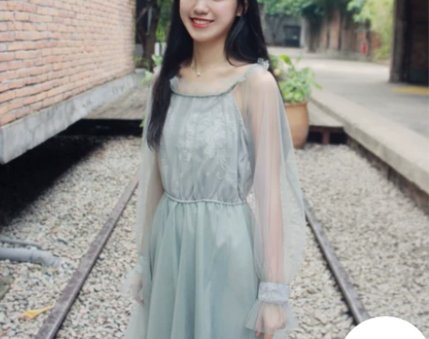 2019春季文艺复古风连衣裙女夏网纱绣花温...