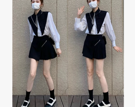 春季新款女可盐可甜网红炸街设计感学院风小个...