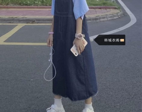 日系背带裙女夏小个子学院风洋气减龄裙子仙女...