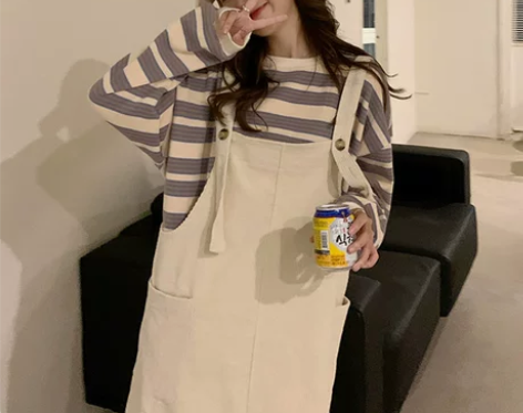 春秋背带裙学院风显瘦连衣裙女秋季2021新...