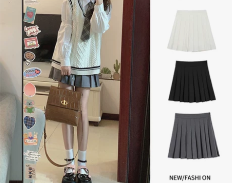 灰色百褶裙女半身裙jk短裙秋冬2022新款...