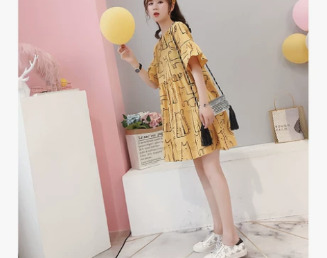 冷淡风宽松连衣裙极简女夏2018新款ins...