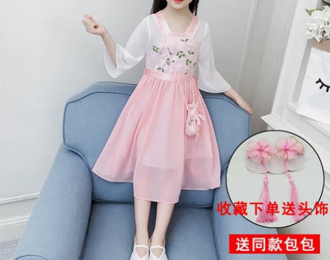 女童汉服儿童夏装连衣裙2021年新款中大童...