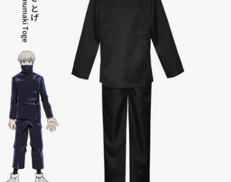 『出』咒术回战狗卷棘黑色校服＋假发＋脸贴 ...