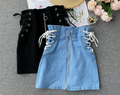 设计感撞色系带高腰显瘦性感包臀ins港风洗...