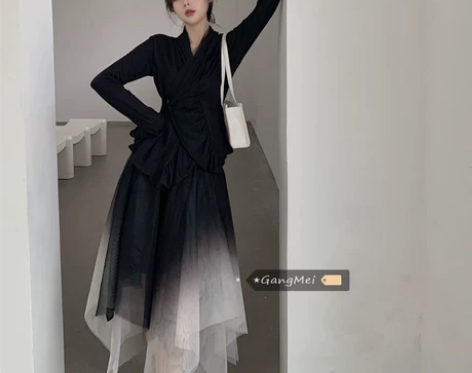 秋季半身裙套装女春秋韩版2022年新款复古...