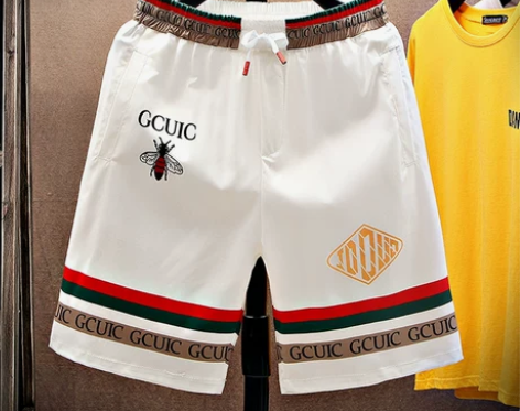 短裤男 短裤中裤欧货刺绣薄款休闲男款潮牌青...