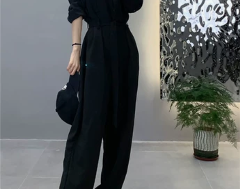 工装风连体裤女2022春夏新款高腰显瘦直筒...