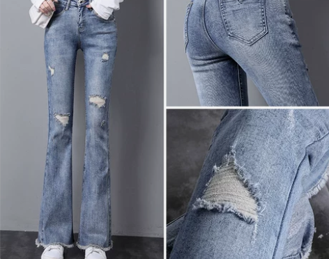【狂欢价】微喇叭裤小个子夏薄款牛仔裤女20...
