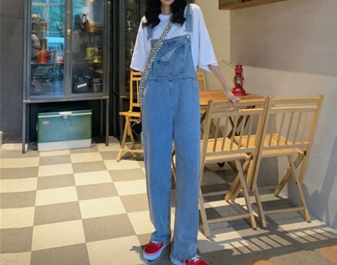 夏季2022年新款牛仔背带裤女夏潮韩版宽松...