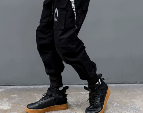 日系潮牌秋冬国潮嘻哈裤男拉链装饰多口袋工装...