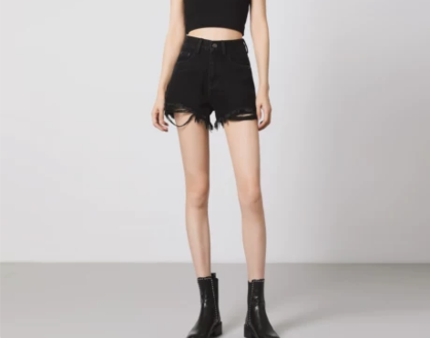 【狂欢价】黑色牛仔短裤女夏高腰宽松显瘦破洞...