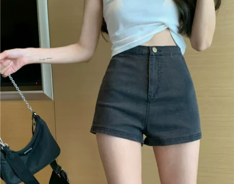 牛仔裤女高腰显瘦修身直筒短裤2022春夏新...