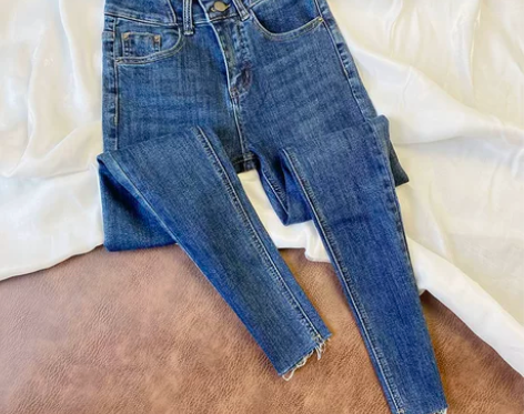 店长推荐！小码24深蓝色牛仔裤女秋季202...