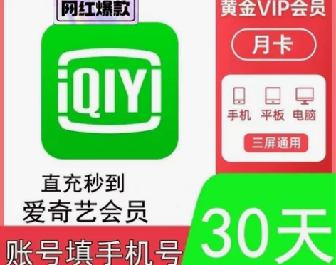 爱艺奇一个月vip会员 aqy爱奇艺黄金会员30天月卡 注意...