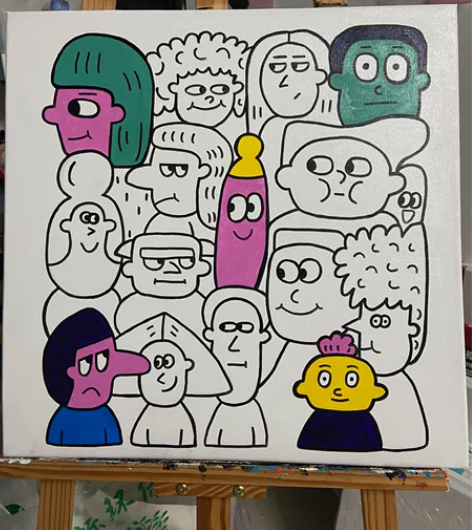 丙烯手绘画 5050的成品如图，艺术品寻找...