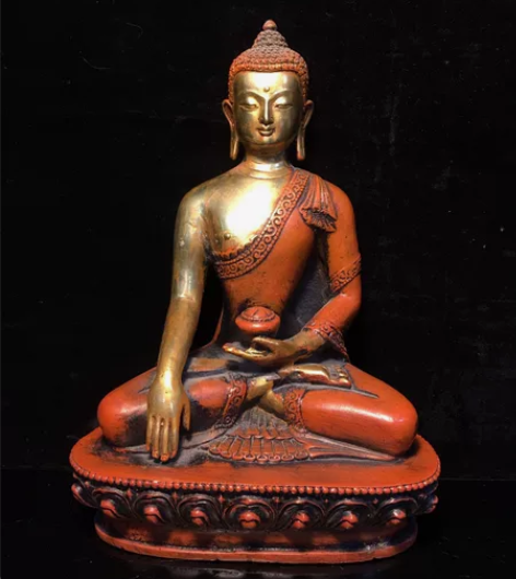 乡下收来纯铜鎏金释迦摩尼佛像老铜器恭请供奉...