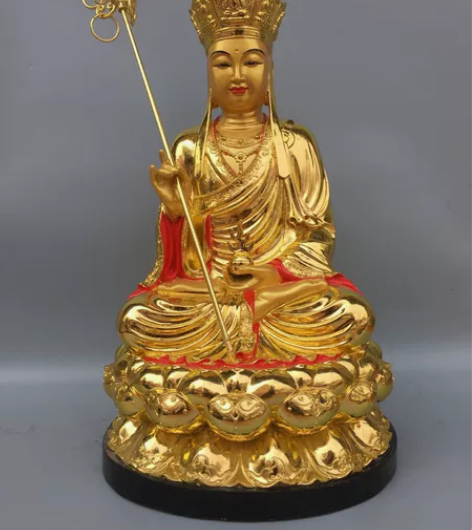 低价结缘纯铜鎏金描彩地藏王菩萨供奉佛像摆件...