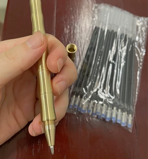 全新竹节纯黄铜笔纯金属商务签字笔复古铜笔中...