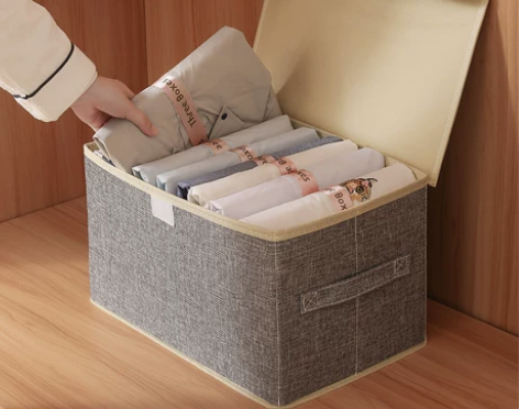 棉麻布艺衣柜收纳箱抽屉式内衣裤服收纳盒整理...