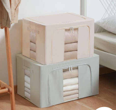 大容量牛津布收纳箱布艺百纳箱折叠透明钢架整...