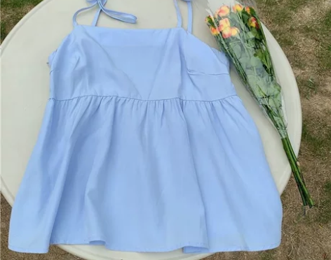 纯欲甜辣吊带背心女夏季荷叶边设计感气质纯色...