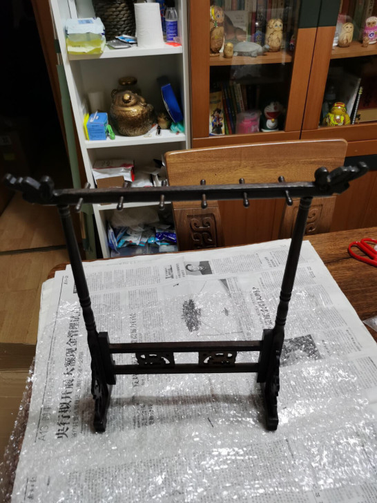 全新龙头毛笔架6挂12针鸡翅木笔挂红木文房...