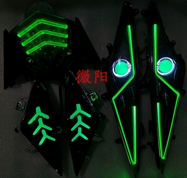 鬼火战速3代电摩改装转向灯尾灯大灯透镜海拉...