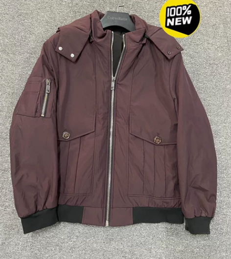 秋冬款 德赛男士暗红色连帽羽绒服，加厚保暖...