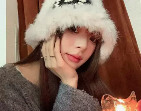 兔毛醒狮国潮毛线帽子女秋冬可爱毛绒渔夫帽大...