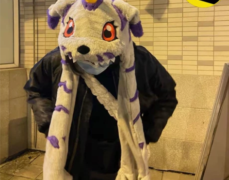 加布兽毛绒帽数码宝贝耳朵可动秋冬动漫首发原...