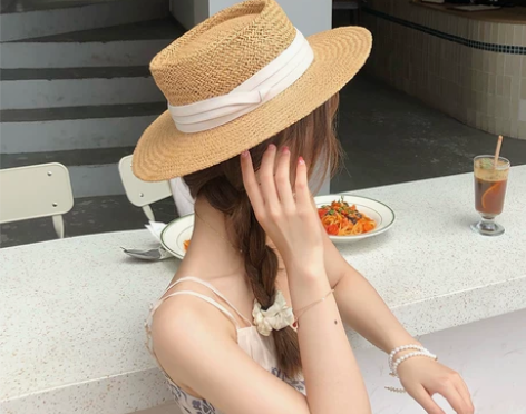 法式优雅平顶礼帽网红ins女春夏天防晒度假...