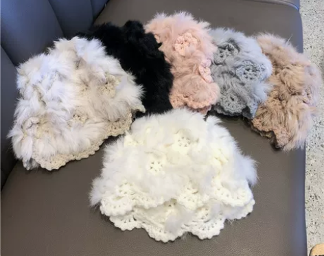 ?秋冬加厚手工钩针兔毛绒毛线针织帽女韩版百...