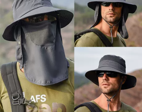 遮阳帽 遮脸遮阳春夏渔夫帽男大帽檐户外防晒...