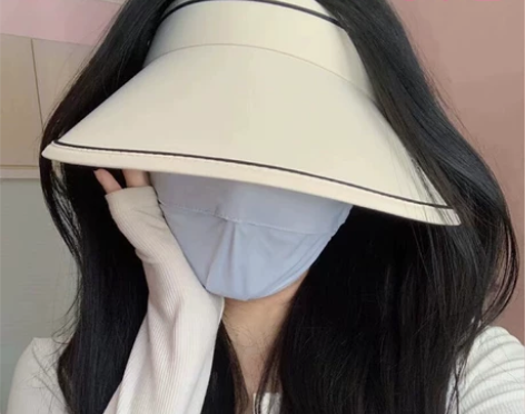 网红防晒帽女夏季大帽檐遮脸遮阳无顶空顶太阳...