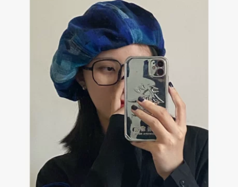 小众设计款 格纹复古画家帽日系贝雷帽云朵帽...