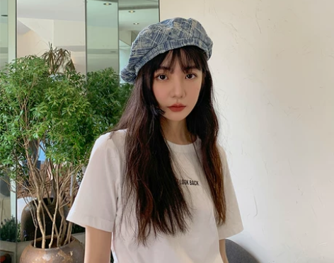 西本/复古肌理感牛仔贝雷帽女潮ins春秋薄...