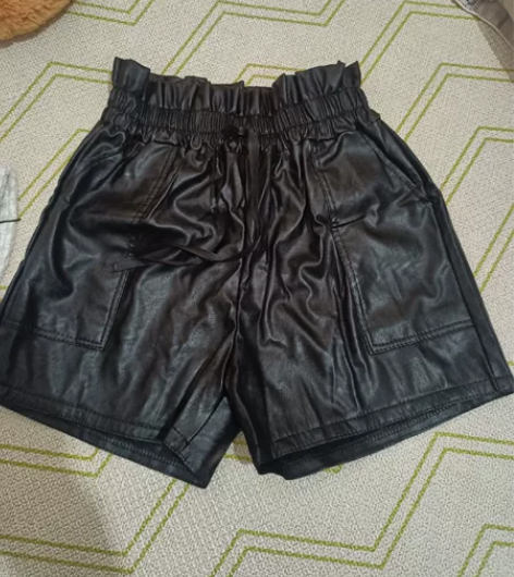 皮短裤女2022新款秋冬季宽松阔腿显瘦高腰...