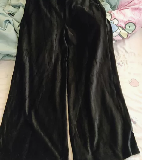 金丝绒黑色阔腿裤 120斤以内穿