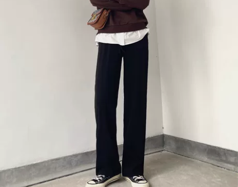 直筒裤 高腰西装阔腿裤 加长版m
