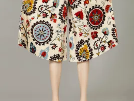 亚麻大码女士七分裤裙裤棉麻裤子休闲裤阔腿裤...