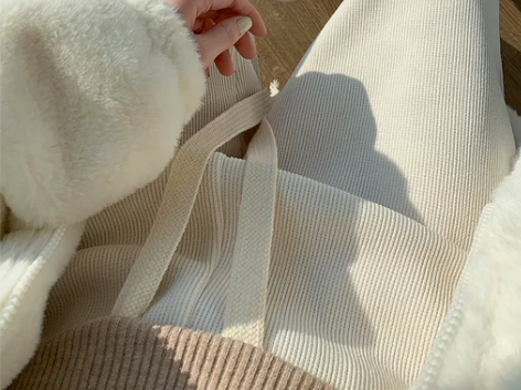 雪尼尔阔腿裤女秋冬季加绒高腰垂感小个子宽松...