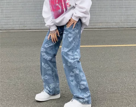 裤子高街ins潮女大码胖mm嘻哈美式复古h...