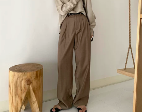 yesroom自制秋季新款韩版复古高腰薄棕...